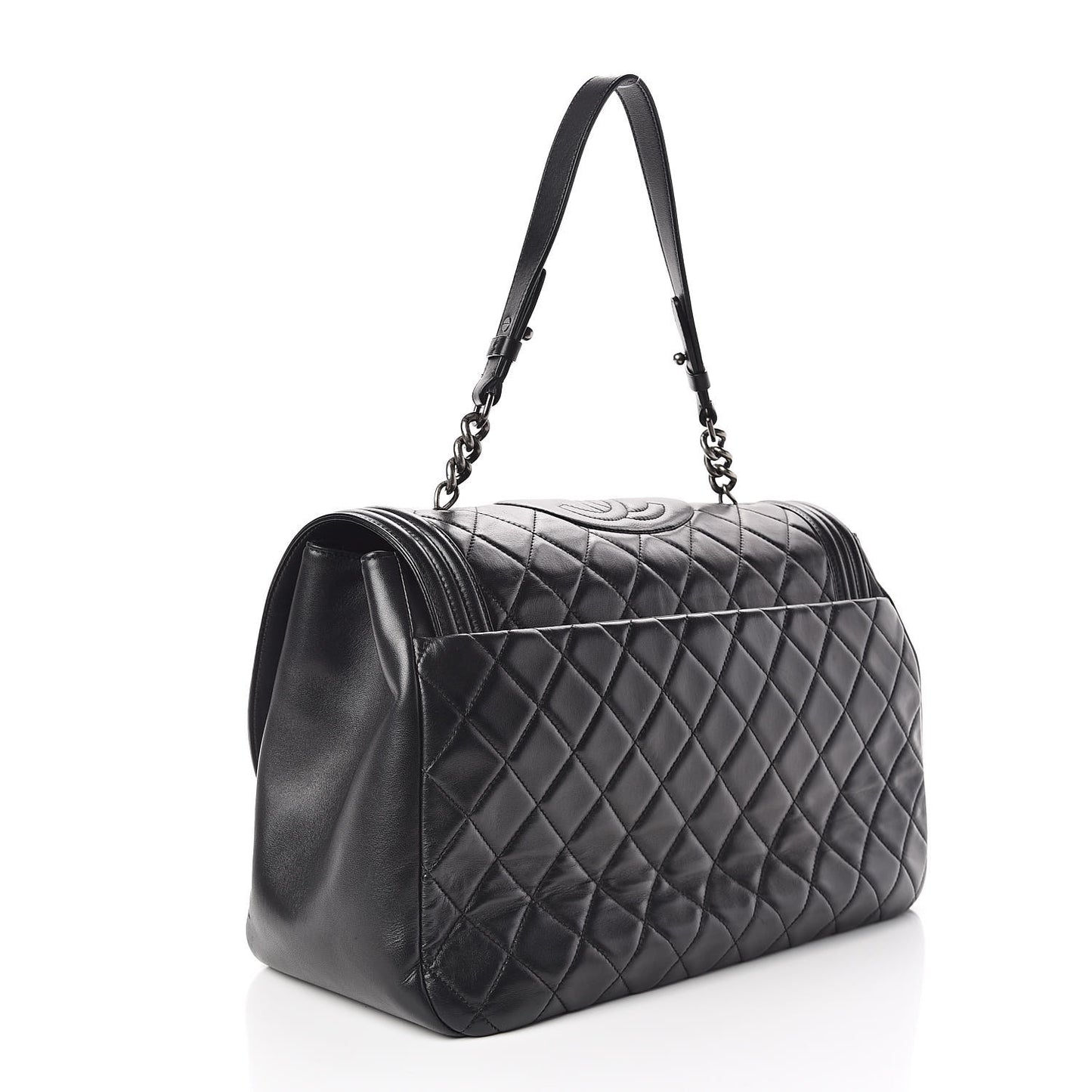 Lambskin Quilted Large Antik Boy Flap Black