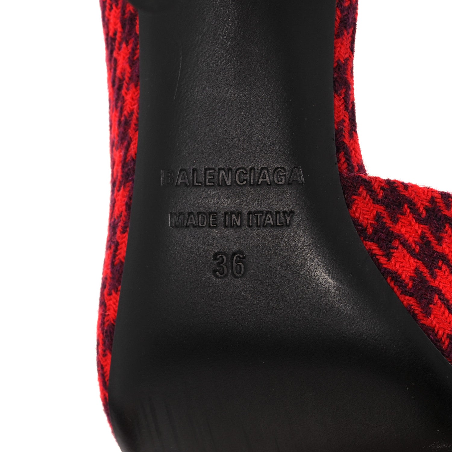 Balenciaga Wool Houndstooth BB D'Orsay Pointed Toe Knife 80mm Pump 36 Red Black Gold 6 of 9