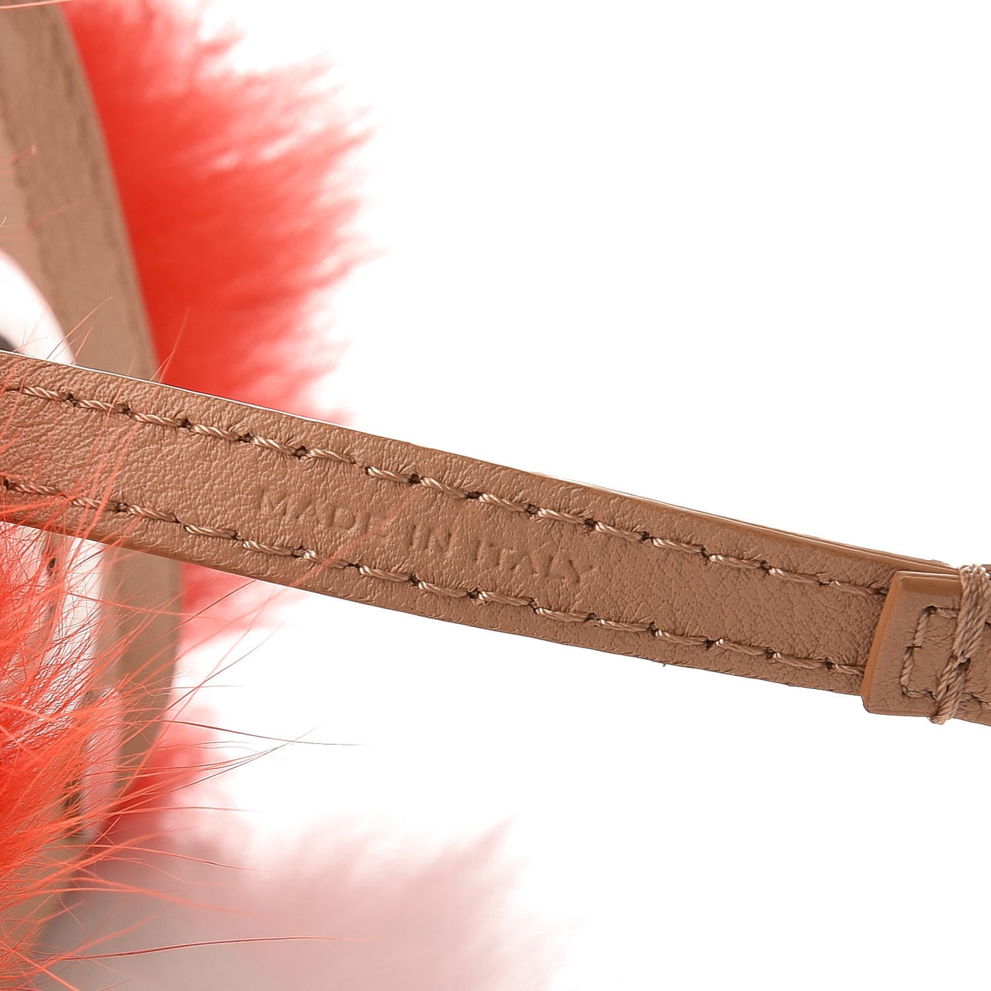 Fox Fur Calfskin Hypnoteyes Coin Purse Bag Charm Cuoio Orange