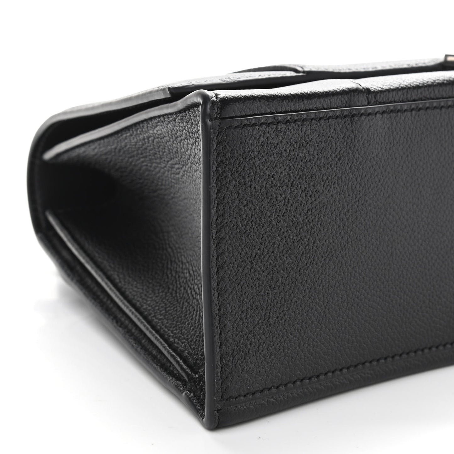 Grained Calfskin Medium Hourglass Top Handle Bag Black