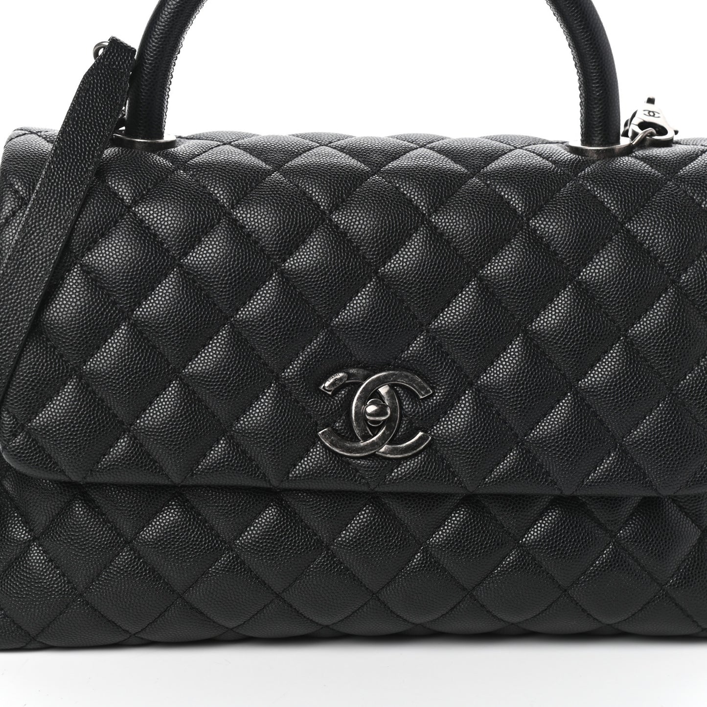 Caviar Quilted Small Coco Handle Flap Black