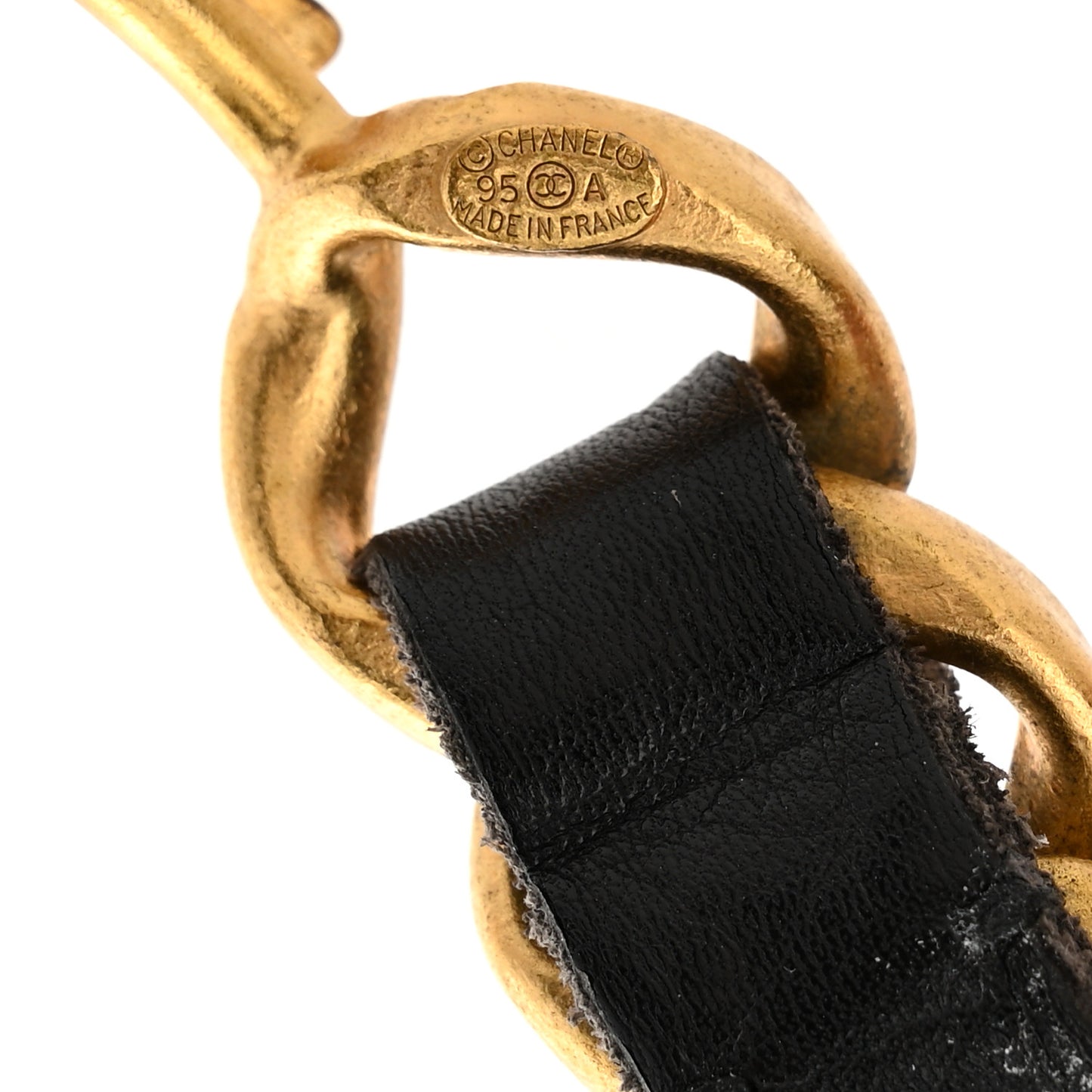 Lambskin Chain CC Medallion Belt Black Gold