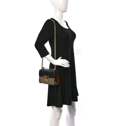 Gucci GG Supreme Monogram Calfskin Small Padlock Shoulder Bag Beige Black Cuir 3 of 10