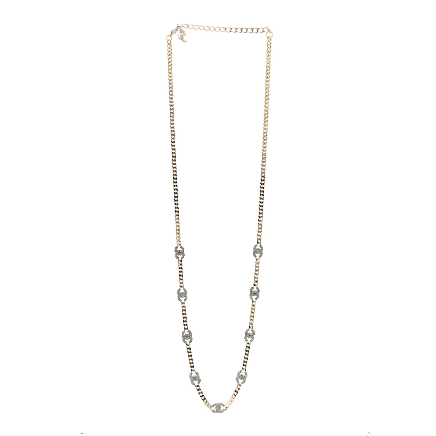Crystal Chain CC Link Necklace Gold Silver