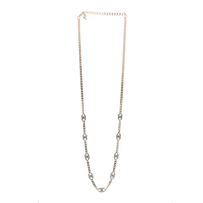Chanel Crystal Chain CC Link Necklace Gold Silver 3 of 5