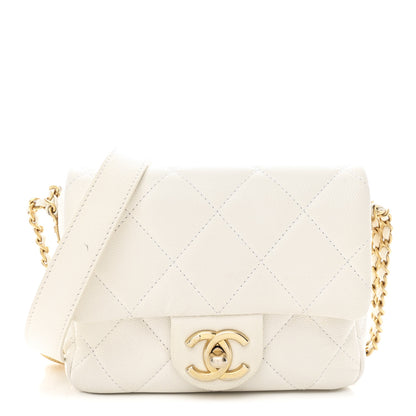 Chanel Caviar Quilted Mini Twist Your Buttons Flap White 1 of 11