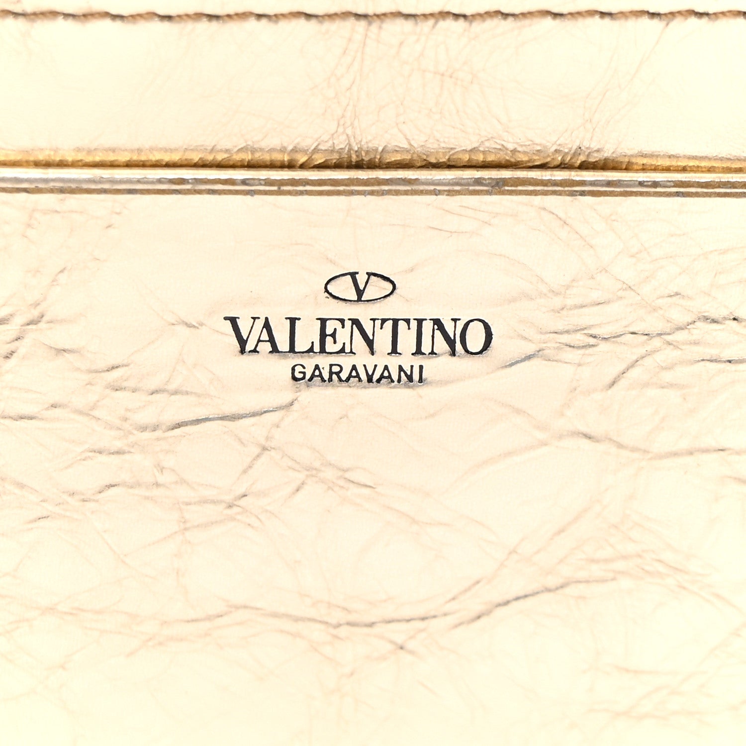 Valentino Garavani Metallic Crackle Effect Calfskin Small Loco Wallet Platino 8 of 10