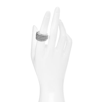 David Yurman Sterling Silver Diamond 17mm Cable Cigar Band Ring 54 7 2 of 5