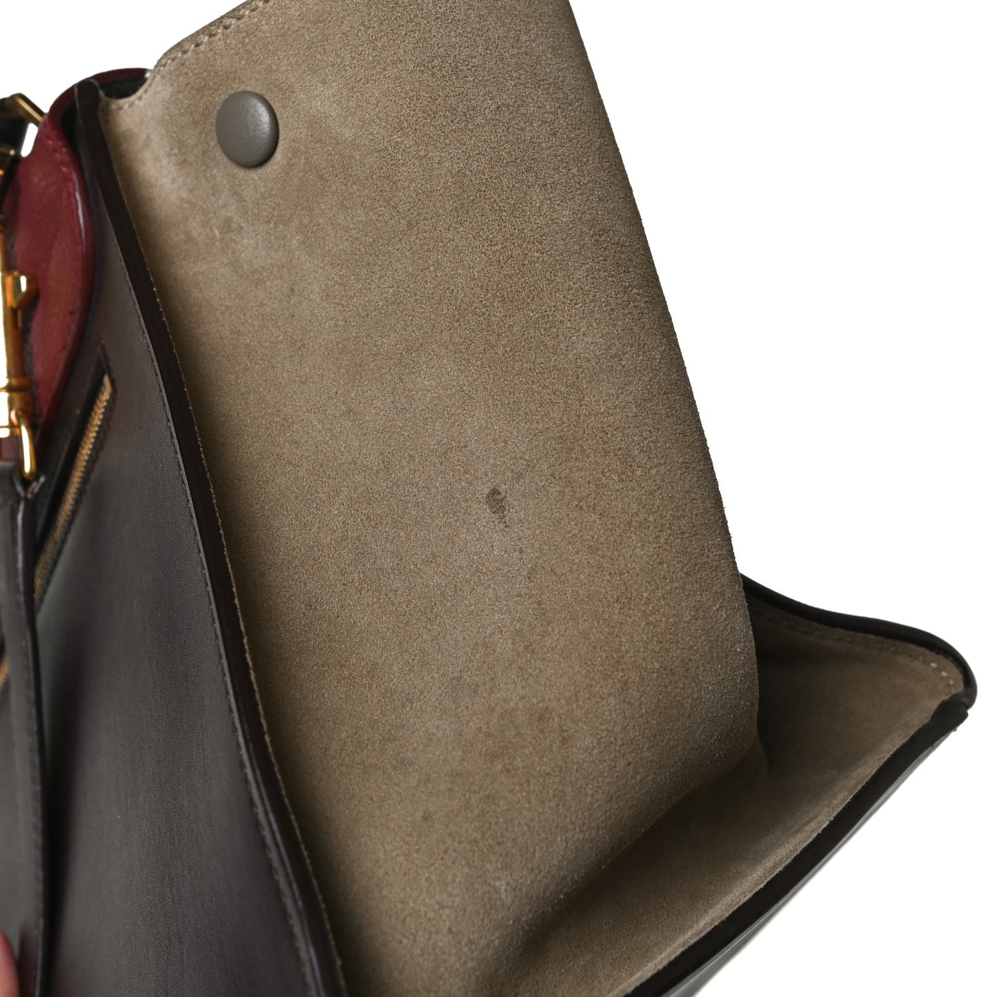 Textured Calfskin Suede Tri-Color Large Trapeze Burgundy