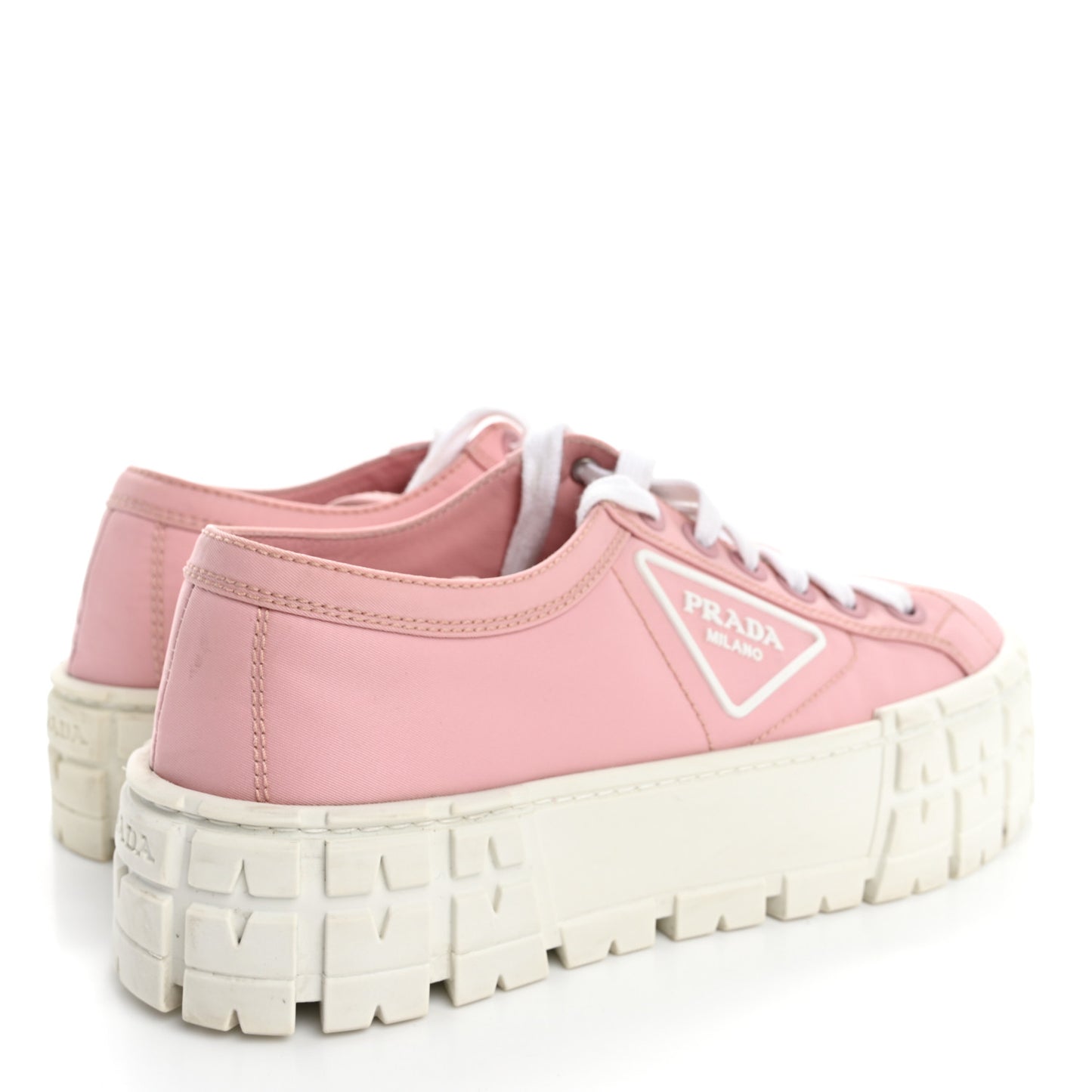 Re-Nylon Gabardine Triangle Logo Double Wheel 50mm Sneakers 37.5 Alabastro