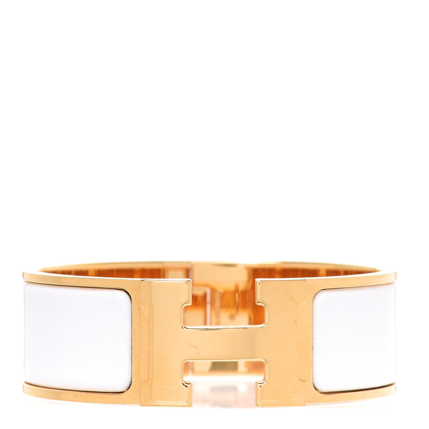 Hermes Enamel Wide Clic Clac H Bracelet PM White 1 of 7