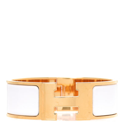 Hermes Enamel Wide Clic Clac H Bracelet PM White 1 of 7