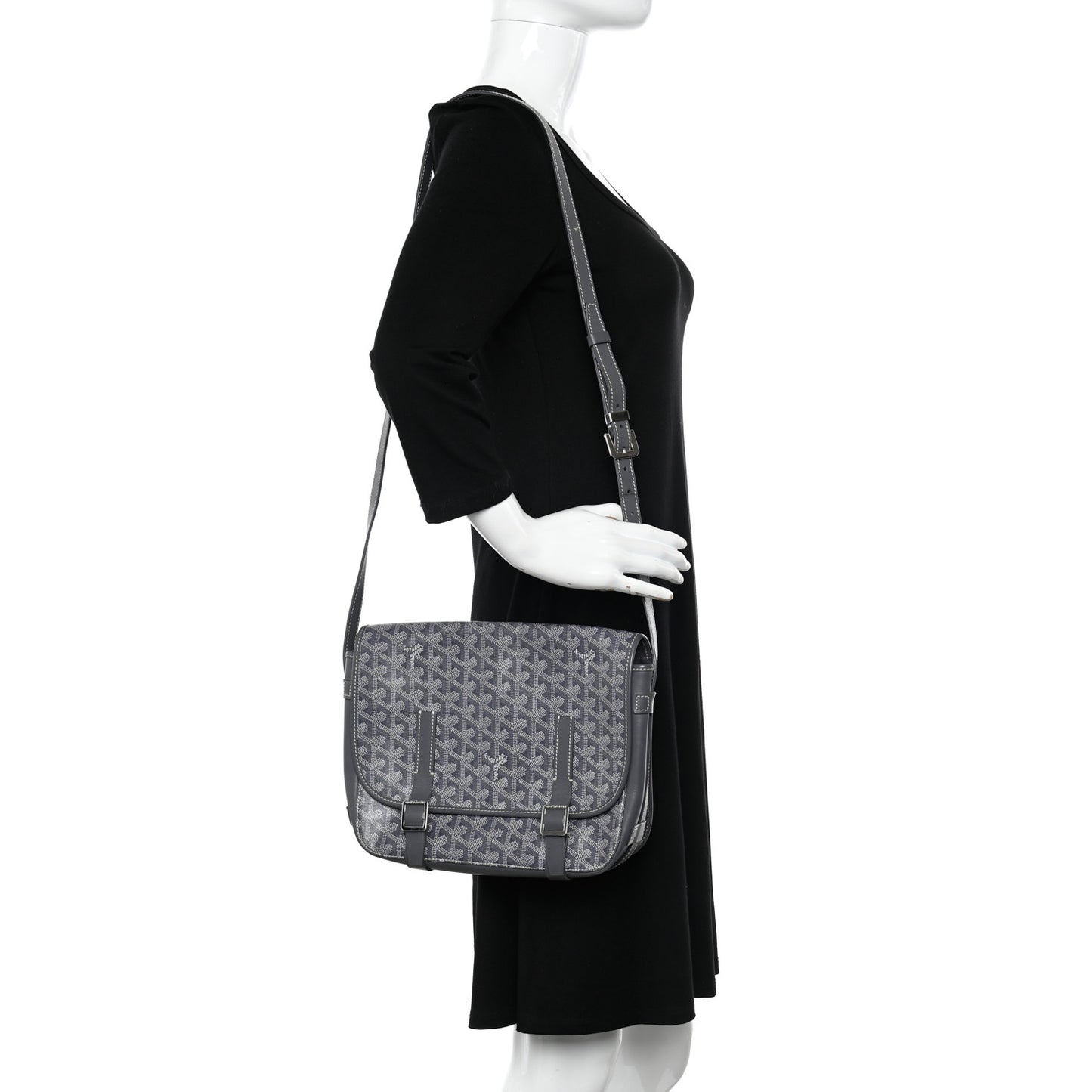 Goyardine Belvedere MM Messenger Bag Grey