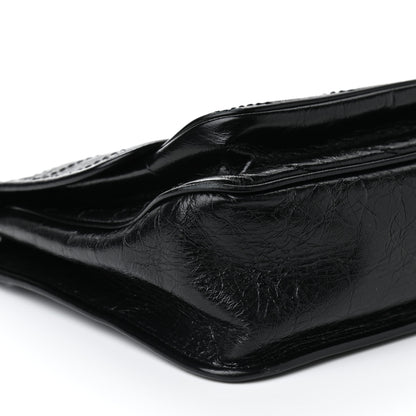 Saint Laurent Crinkled Calfskin Matelasse Monogram Medium Niki Chain Satchel Black 9 of 10
