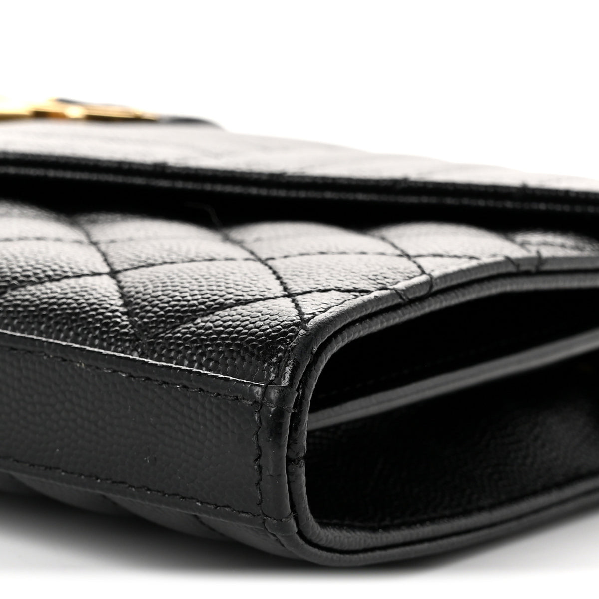 Grain De Poudre Mixed Matelasse Triquilt Monogram Chain Wallet Black
