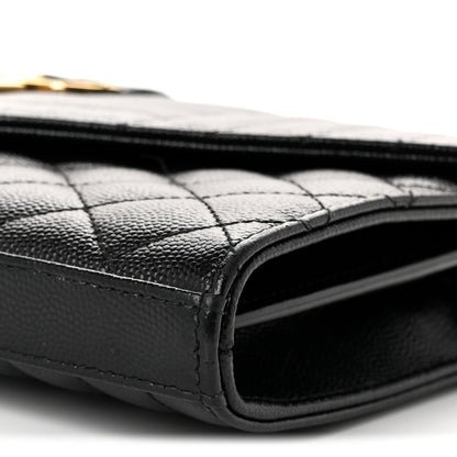 Saint Laurent Grain De Poudre Mixed Matelasse Triquilt Monogram Chain Wallet Black 9 of 10