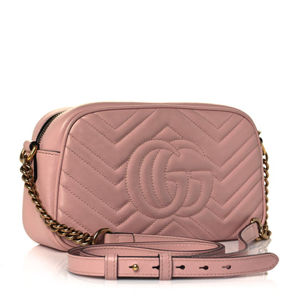 Gucci Calfskin Matelasse Small GG Marmont Chain Shoulder Bag Perfect Pink 3 of 17