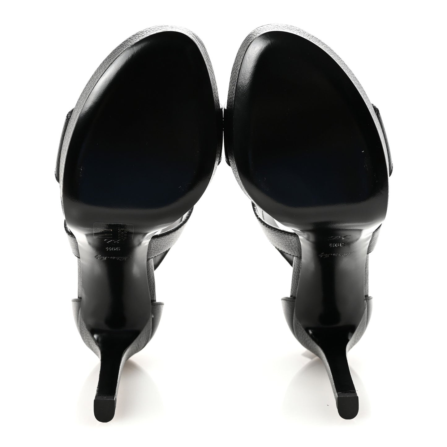 Grained Calfskin Horizon Platform Sandals 39.5 Black