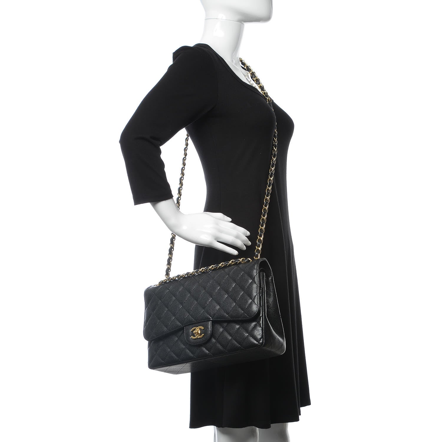 Chanel Caviar Quilted Jumbo Double Flap Black 2 of 9