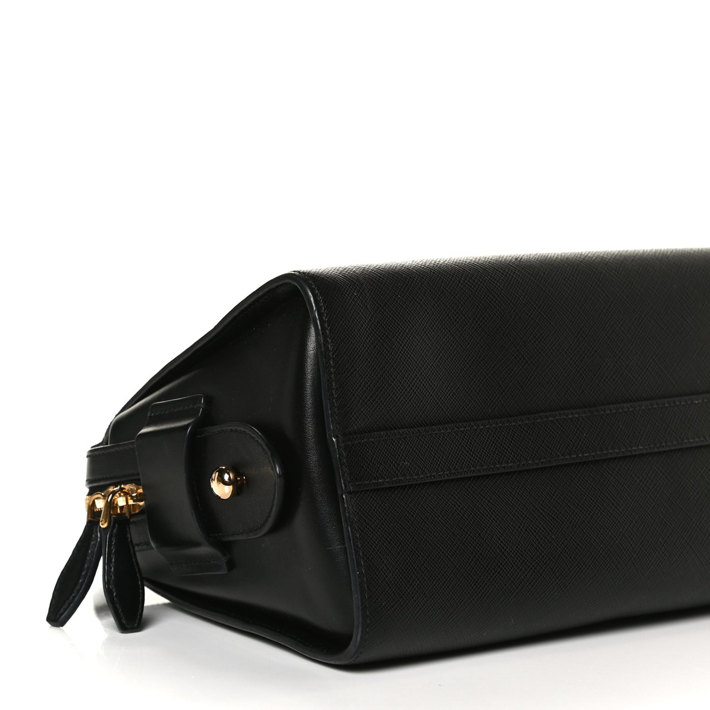 Saffiano Soft Calfskin Double Handle Satchel Black