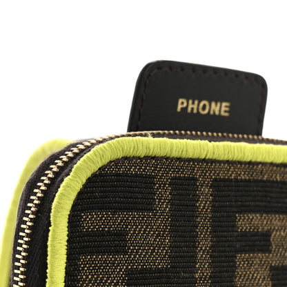 Fendi Fabric Jacquard FF 1974 Cell Pocket Strap You Tobacco Moro Giallo Fluo 14 of 15
