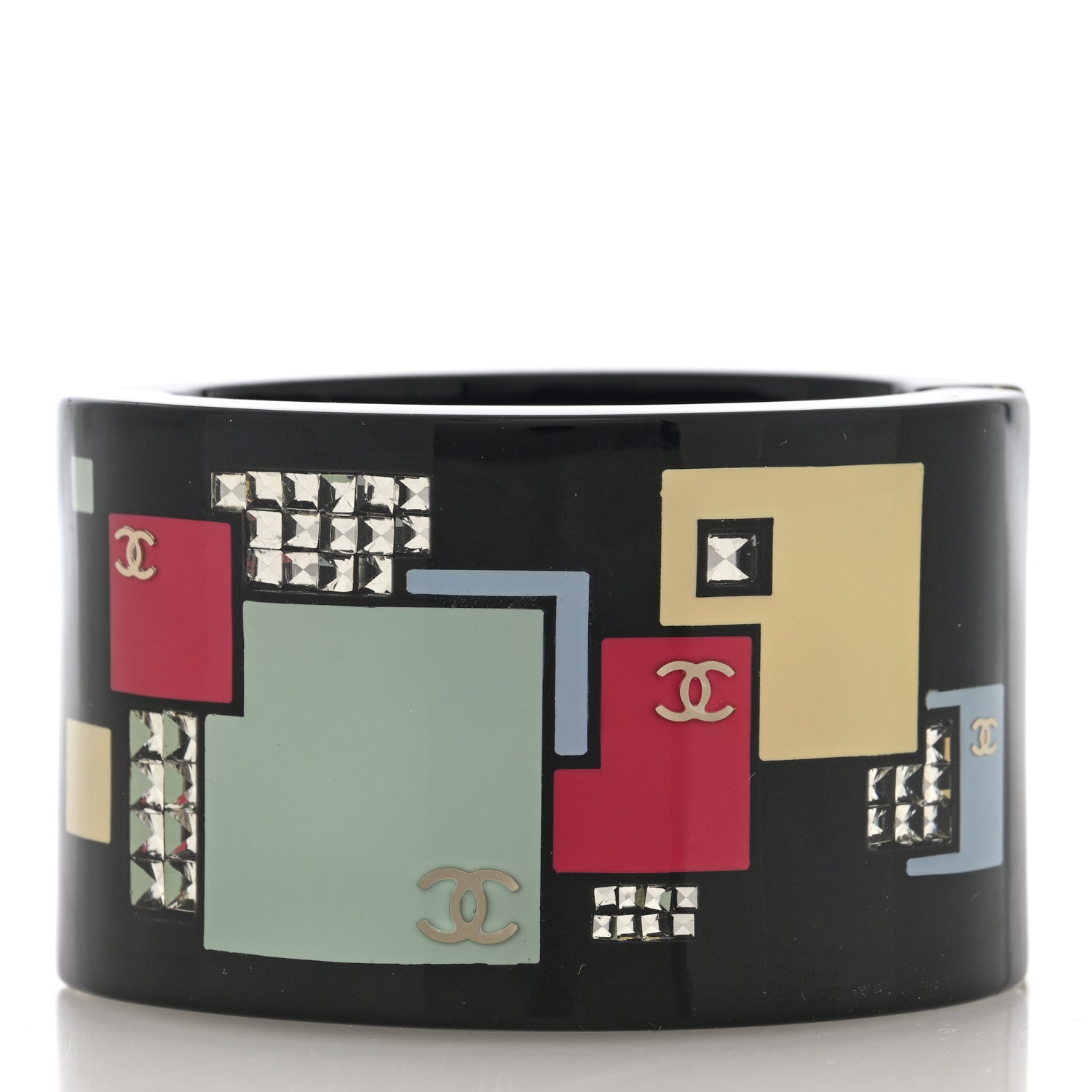 Chanel Resin Coco Mark CC Bangle Black Multicolor 3 of 4