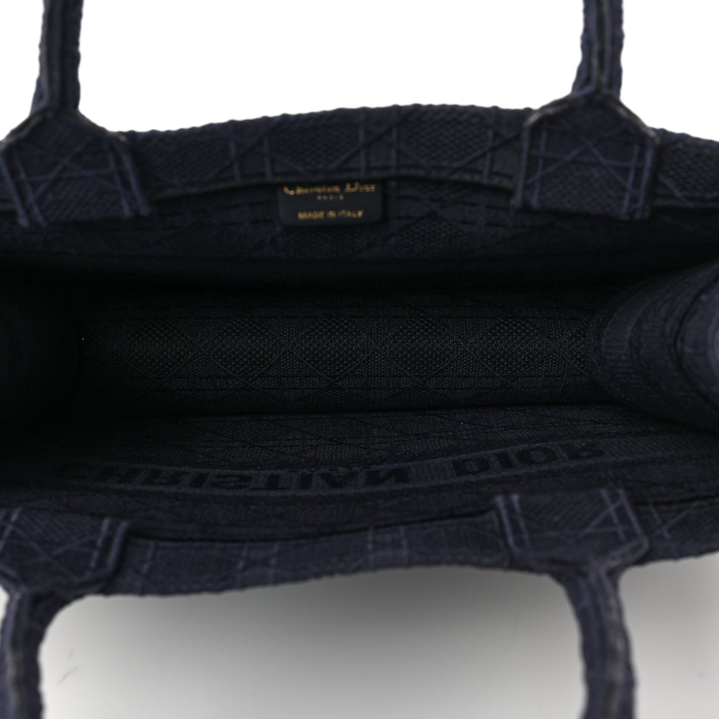 Embroidered Cannage Medium Book Tote Navy
