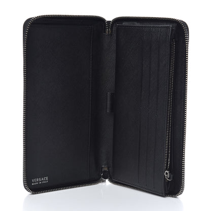 Versace Saffiano Calfskin Zip Around Organizer Wallet Black 5 of 6