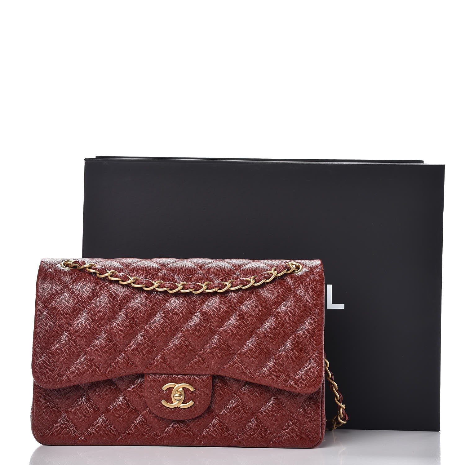 Chanel Iridescent Caviar Quilted Jumbo Double Flap Dark Red 9 of 11