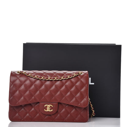 Chanel Iridescent Caviar Quilted Jumbo Double Flap Dark Red 9 of 11