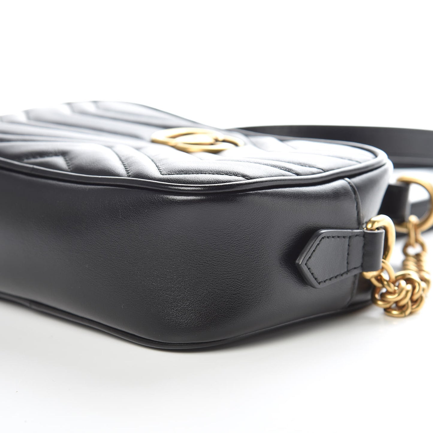 Calfskin Matelasse Mini GG Marmont Chain Shoulder Bag Black