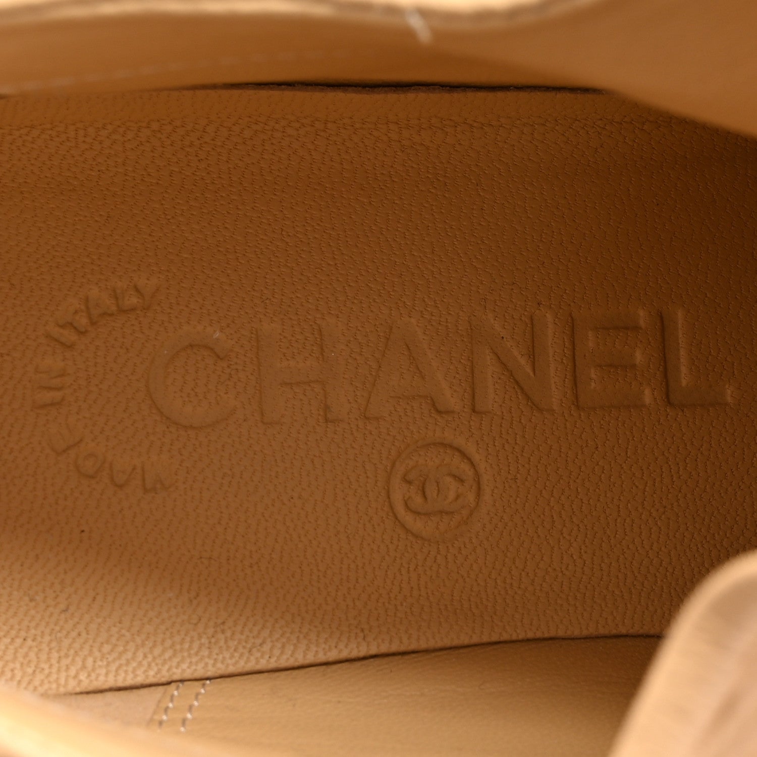 Chanel Lambskin CC Sneakers 37.5 Beige Black 7 of 12
