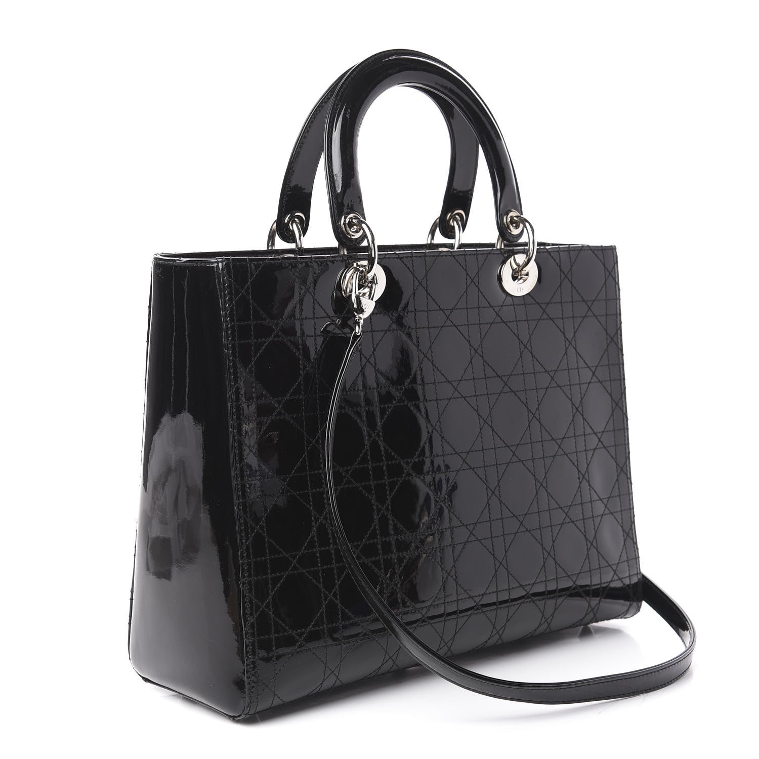 Christian Dior Patent Cannage Stitched Large Lady Dior Black 2 of 15