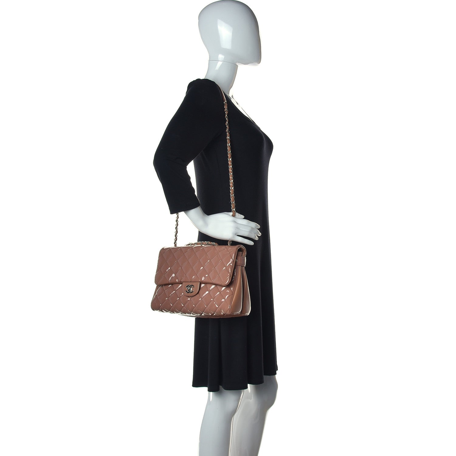 Chanel Patent Quilted Medium Rock In Rome Single Flap Brown 2 of 13