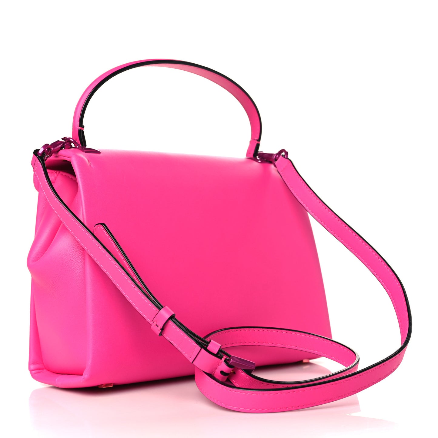 Nappa Tonal Monochrome Small One Stud Top Handle Bag Pink PP