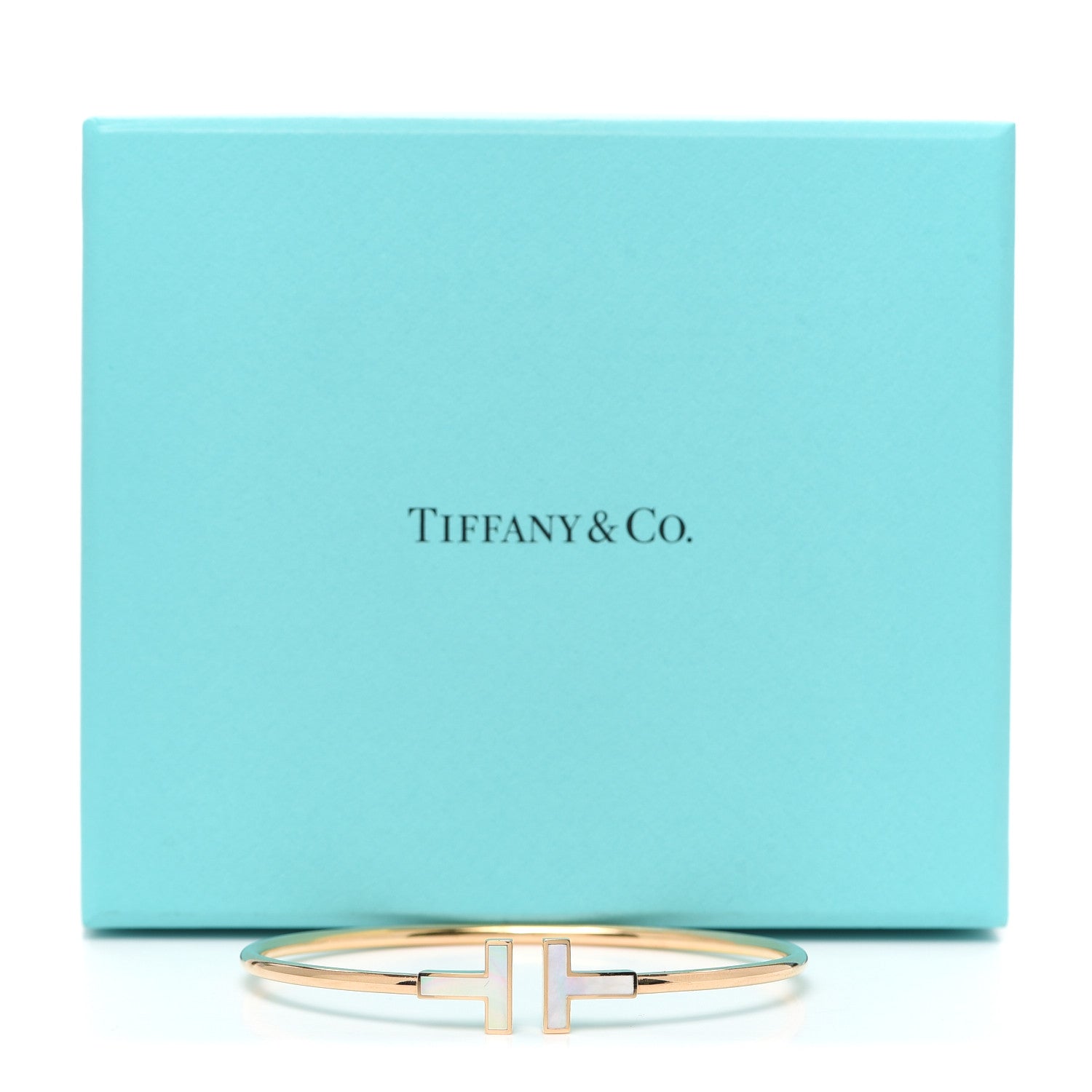 Tiffany 18K Rose Gold Mother of Pearl T Wire Bracelet 5 of 5