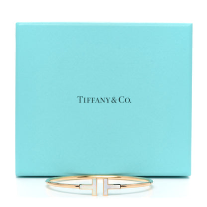 Tiffany 18K Rose Gold Mother of Pearl T Wire Bracelet 5 of 5
