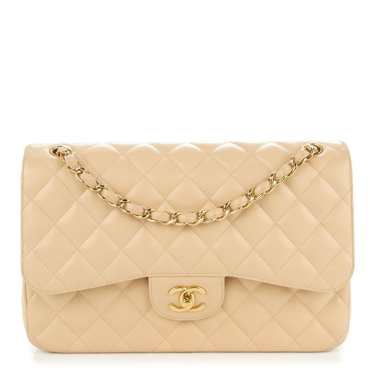 Chanel Caviar Quilted Jumbo Double Flap Beige Clair 1 of 11