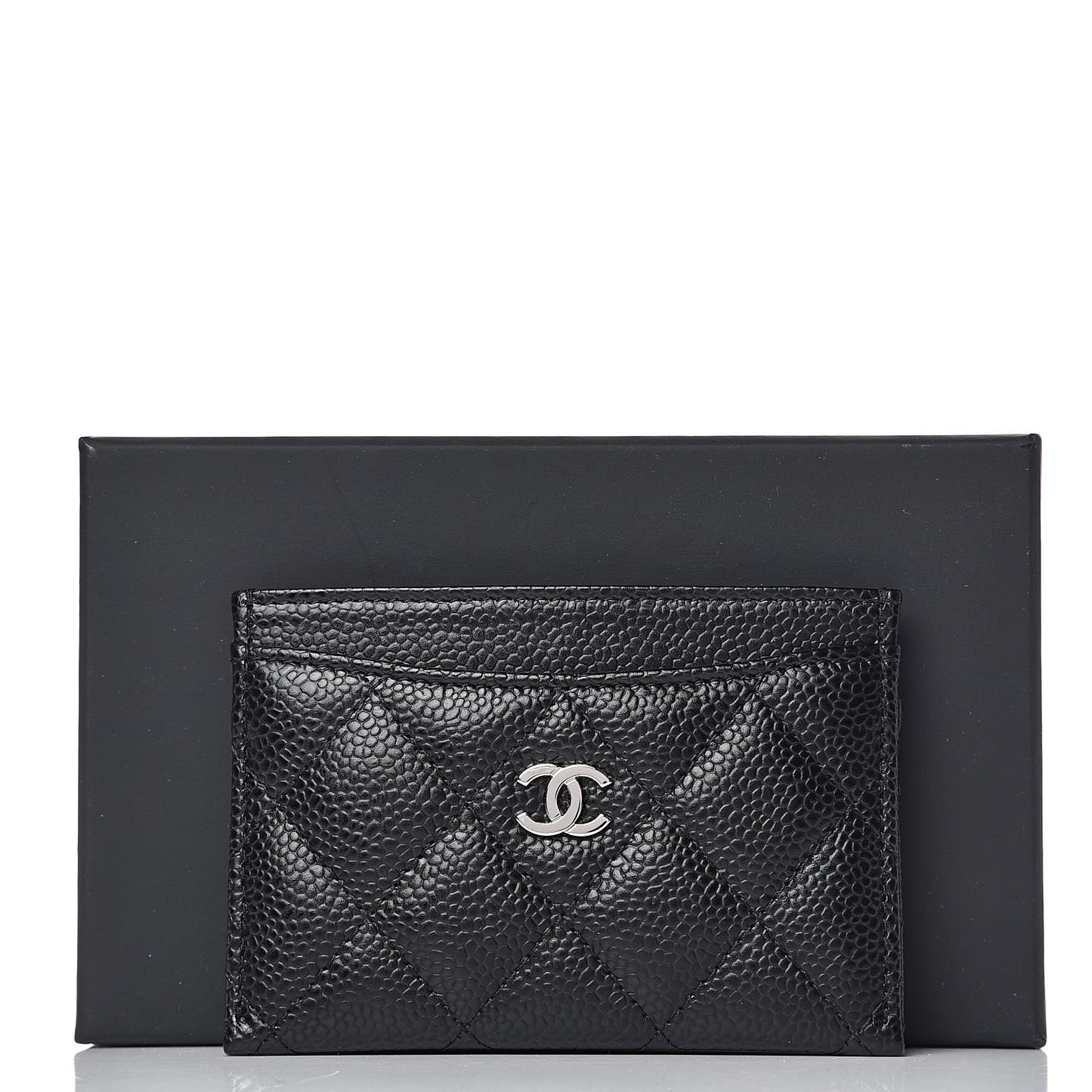 Caviar Quilted Card Holder Black