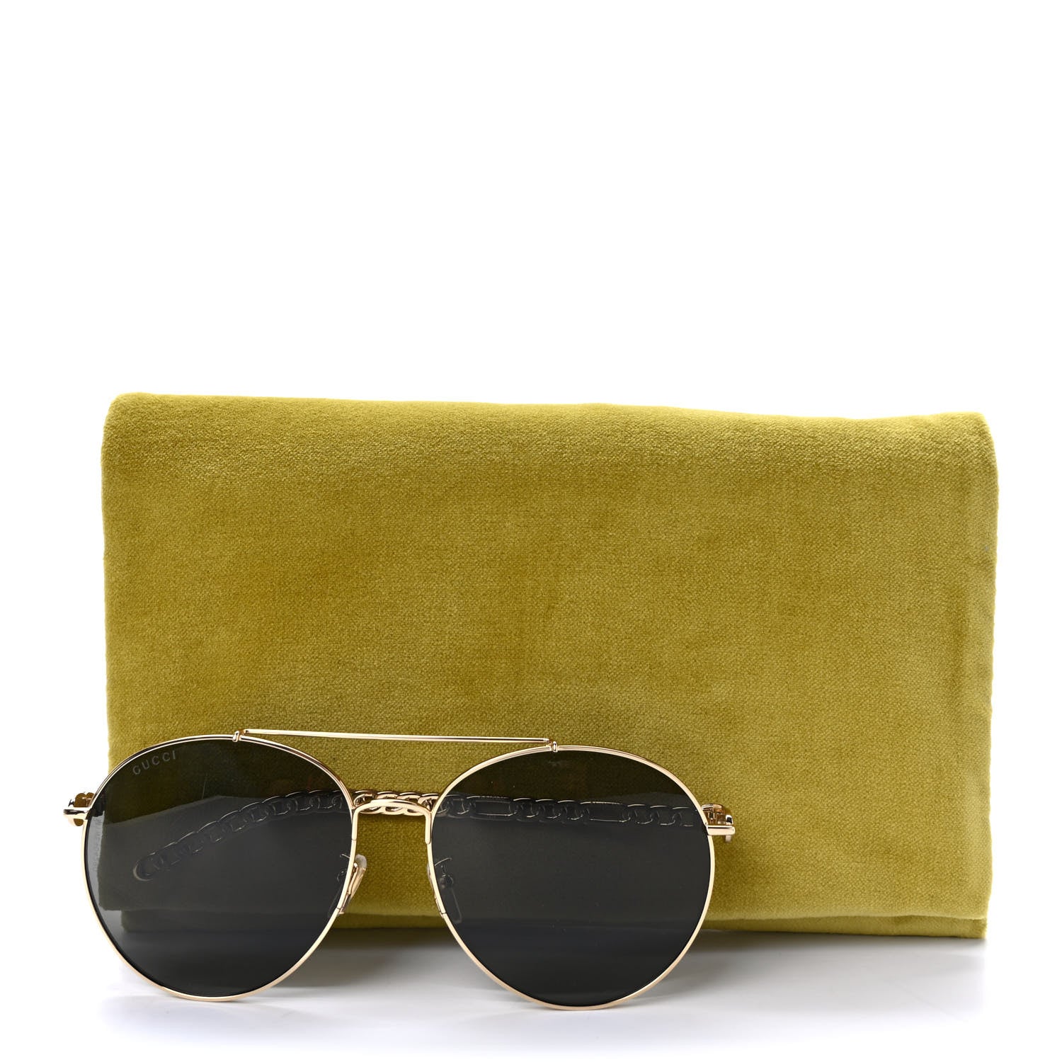 Gucci Aviator Charm Chain Sunglasses GG0725S Black 10 of 10