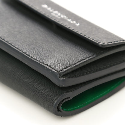 Balenciaga Striped Calfskin Logo Bi-Color Mini Wallet Grey Green 11 of 13