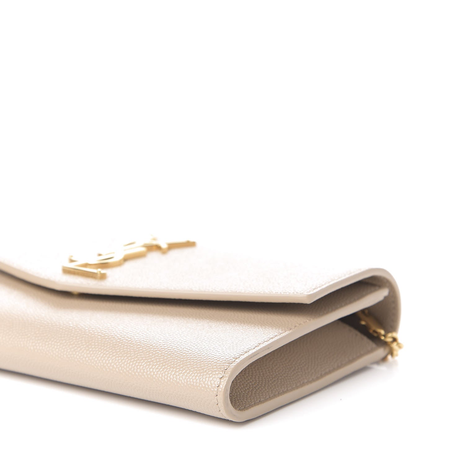 Saint Laurent Grain De Poudre Monogram Uptown Chain Wallet Dark Latte 10 of 12