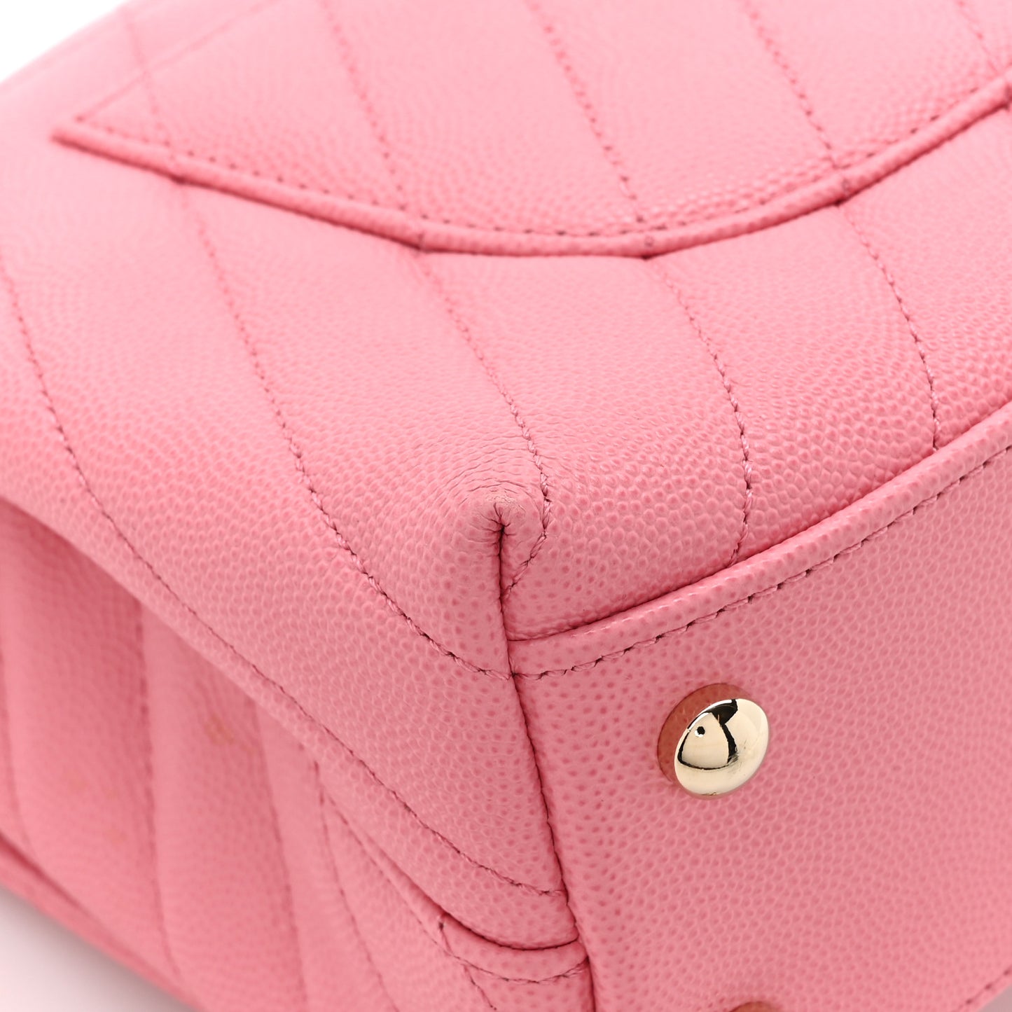 Caviar Chevron Quilted Mini Coco Handle Flap Pink