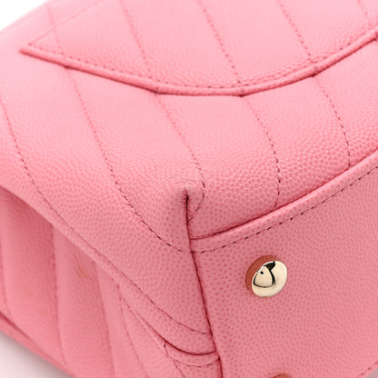 Chanel Caviar Chevron Quilted Mini Coco Handle Flap Pink 14 of 15