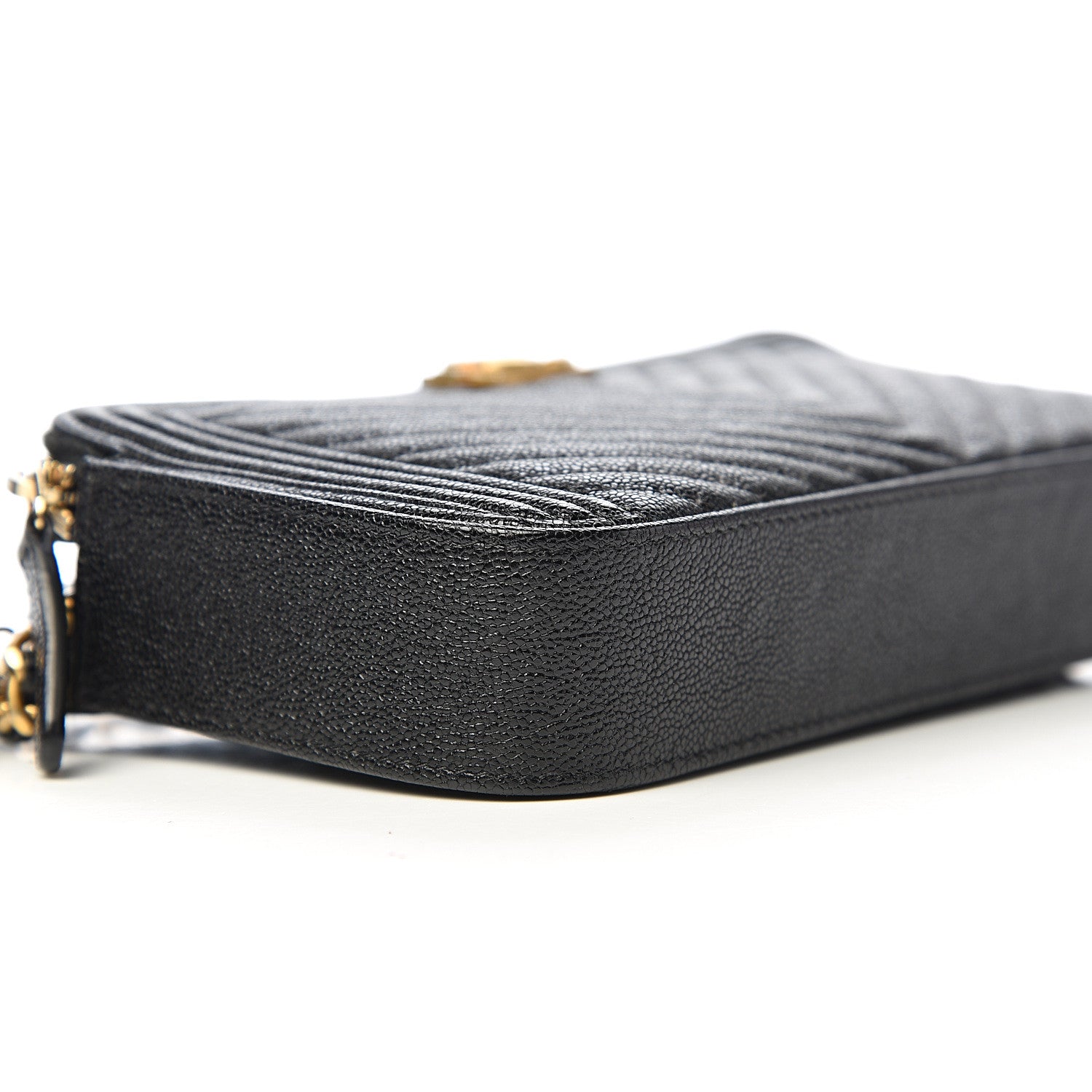 Chanel Caviar Chevron Small Boy Clutch With Chain Black 7 of 10