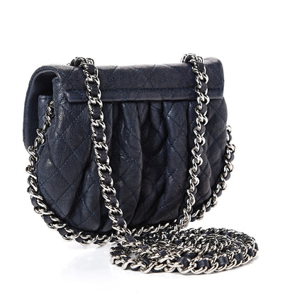 Chanel Washed Lambskin Quilted Mini Chain Around Flap Navy Blue 2 of 11