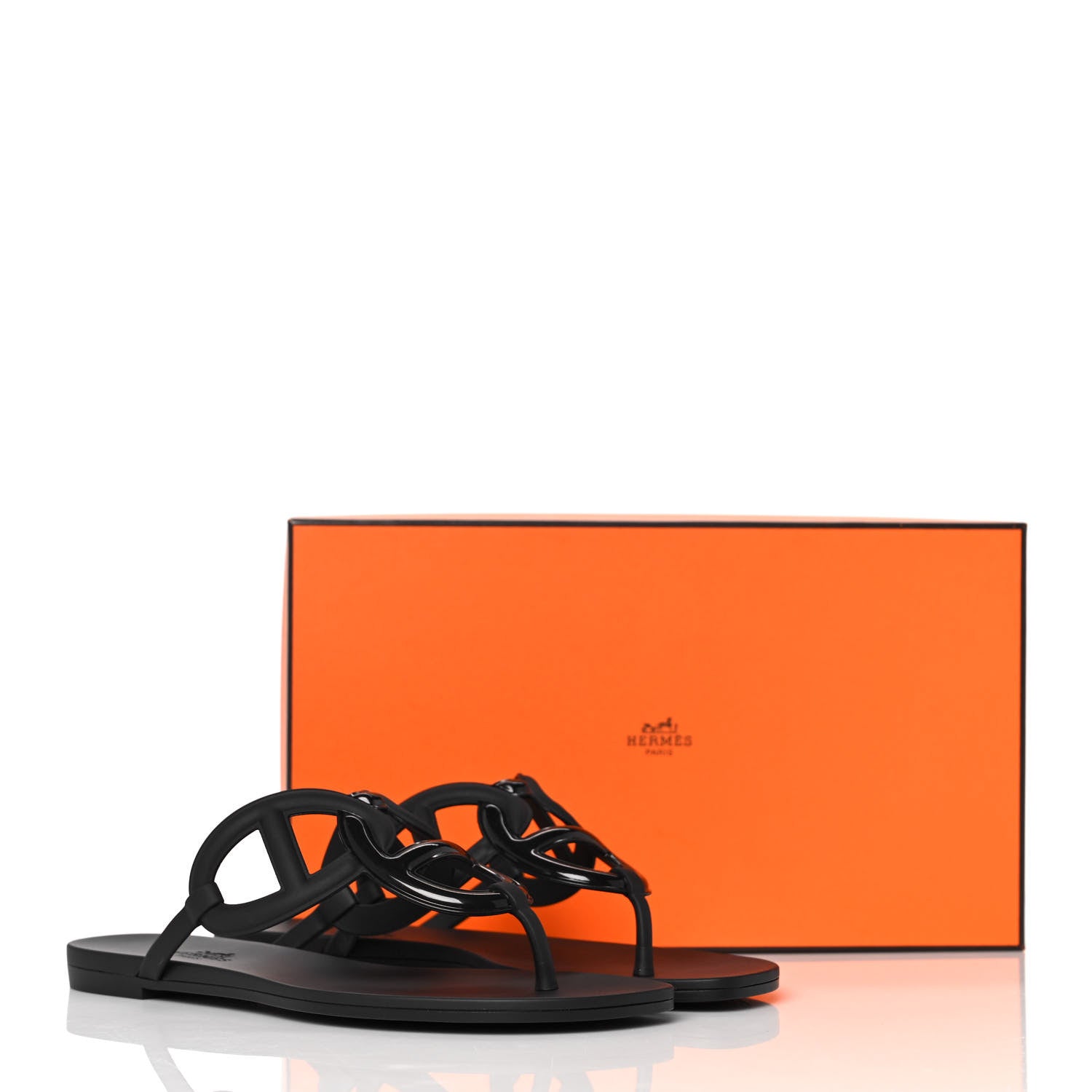 Hermes Rubber Womens Egerie Sandals 37 Black 9 of 9