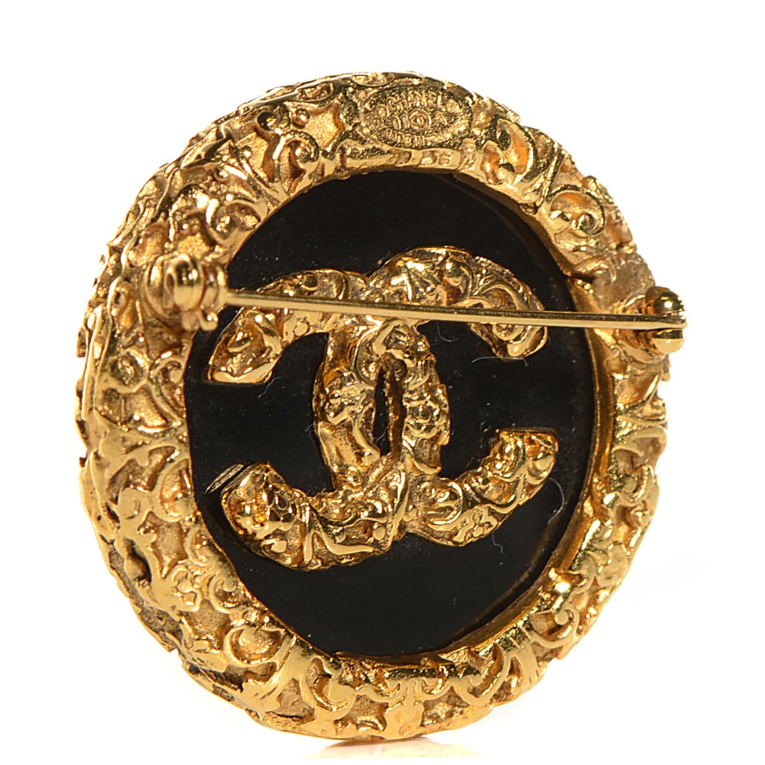 Chanel Enamel CC Baroque Brooch Black Gold 3 of 4