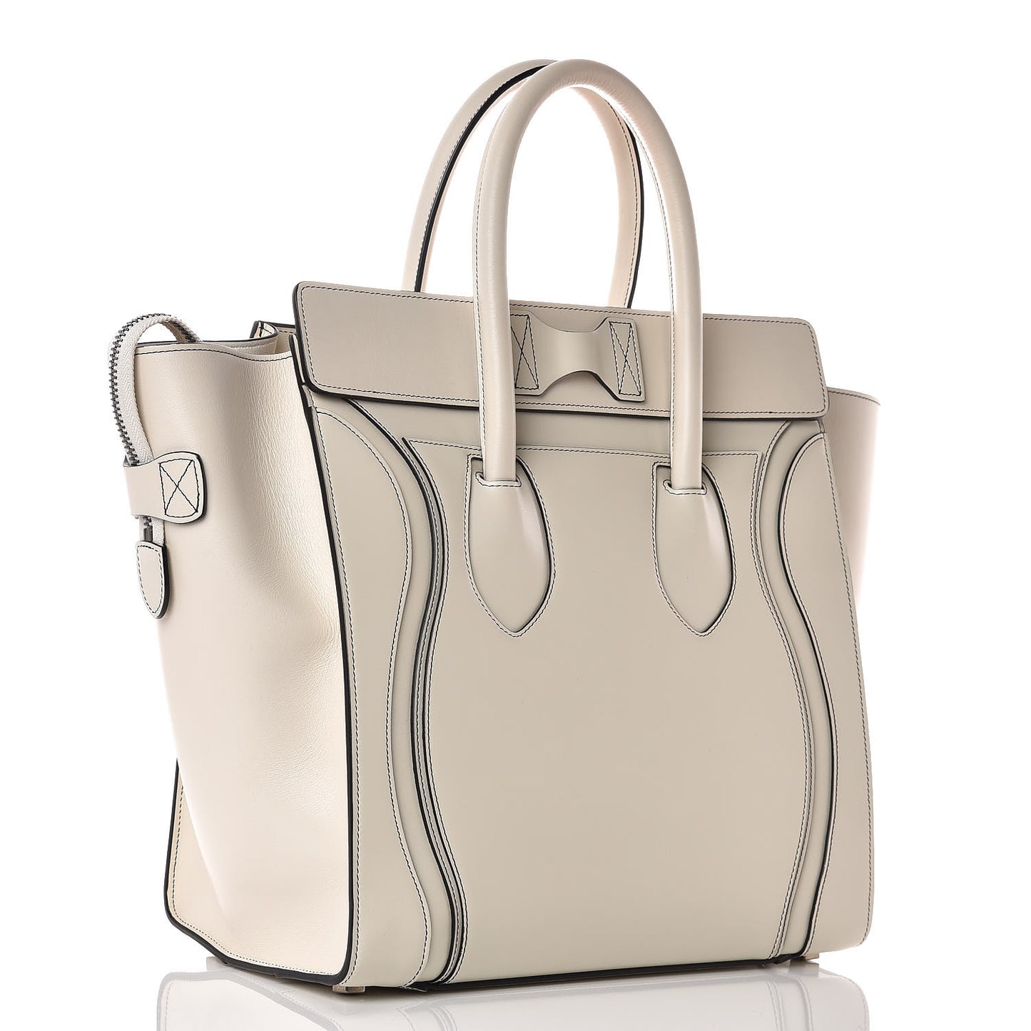 Satin Calfskin Mini Debossed Luggage White