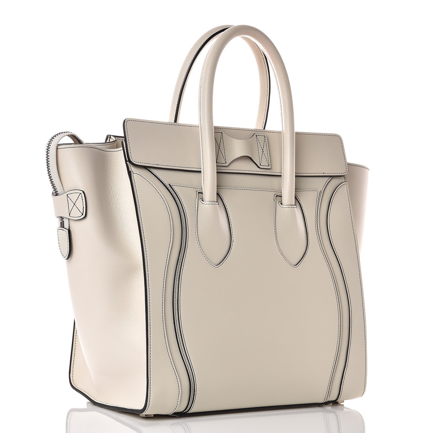Celine Satin Calfskin Mini Debossed Luggage White 3 of 16